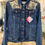 Miniature : Veste en Jean Tissu Doré avec Perles