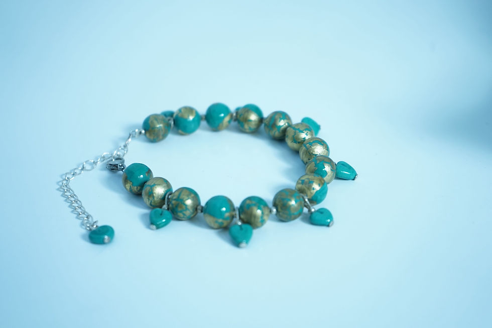 Thumbnail: Bracelet Saint-Valentin Vert d'eau et Or
