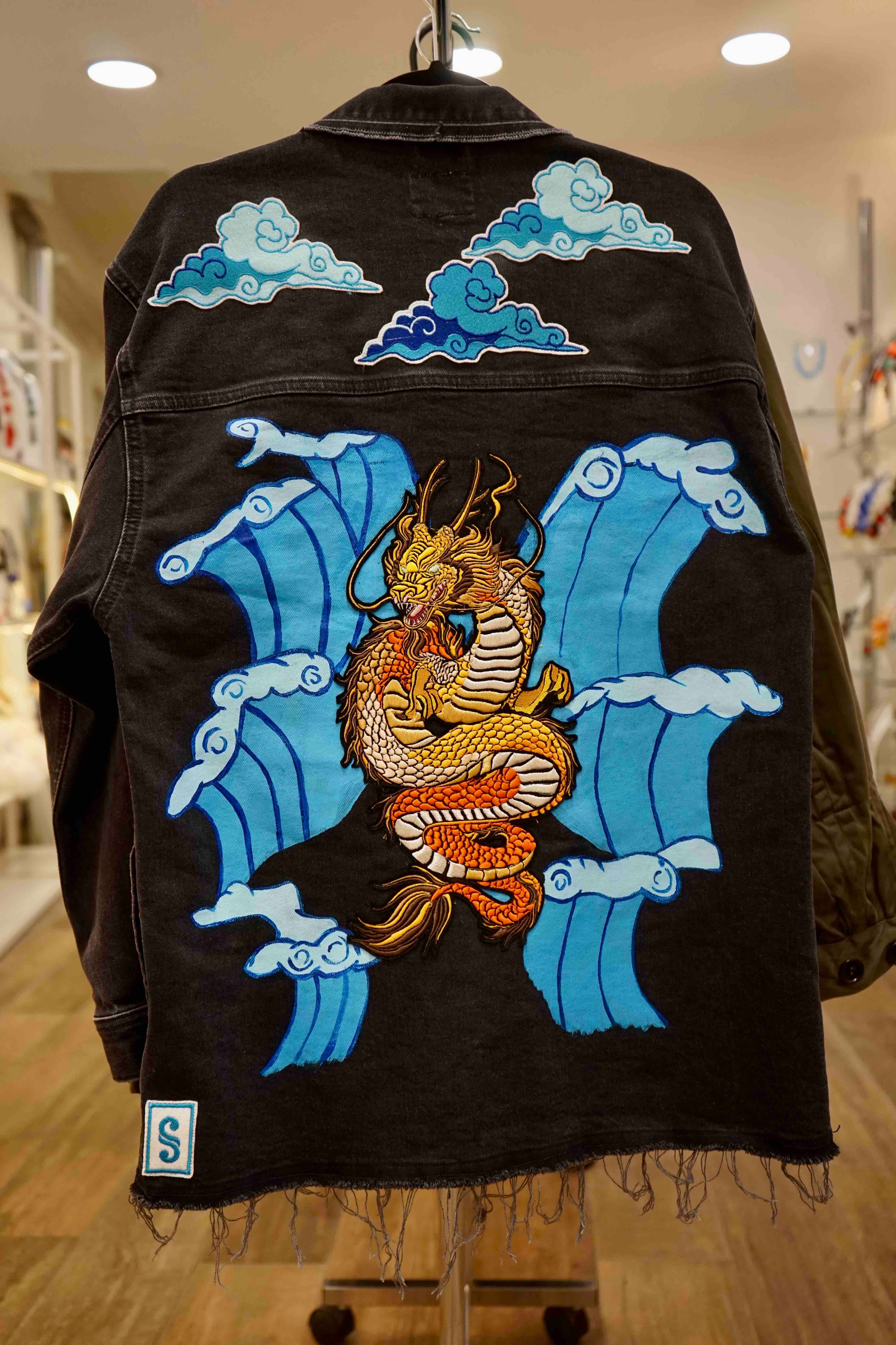 Veste en Jean Dragon et Vagues