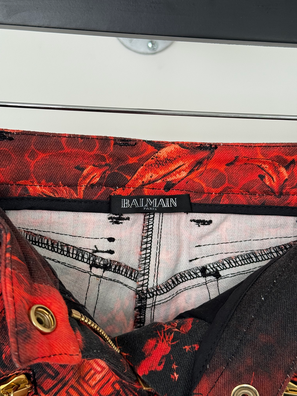Thumbnail: Balmain biker red jeans