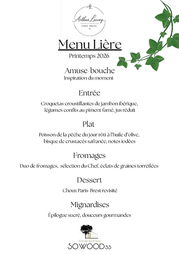menu bistronomique printemps 2026