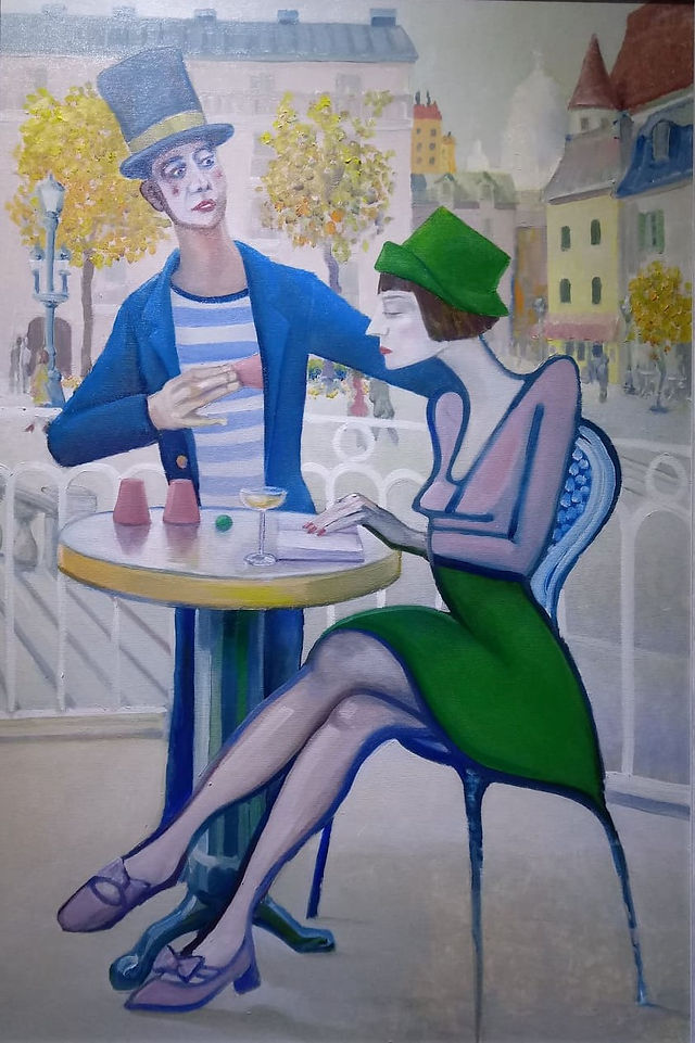 Madame Sara with Street Performer