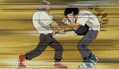 kamogawa hitting ippo in the stomach with a med ball for ab training