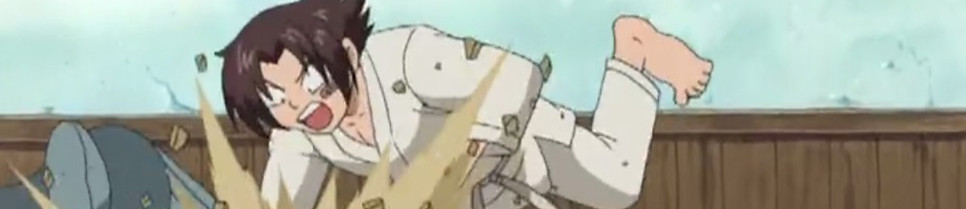 This image displays Kenichi performing judo slams