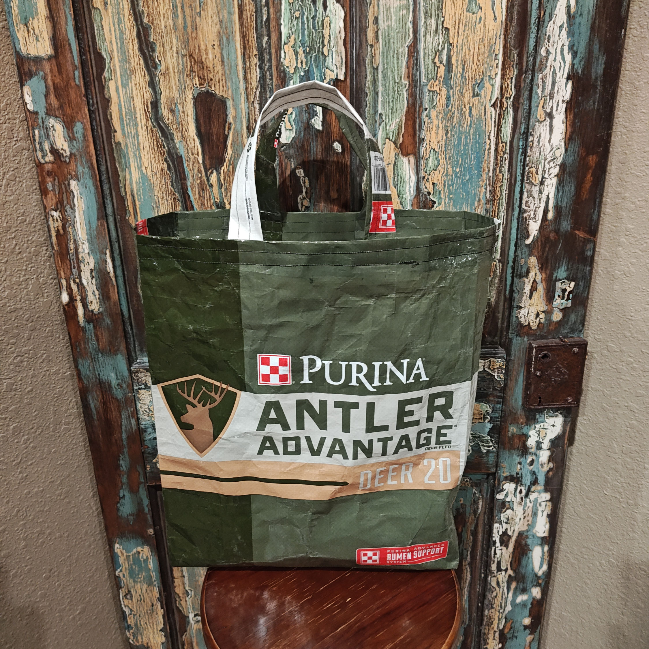 Deer Feed Antler Advantage Green and White Tote Large