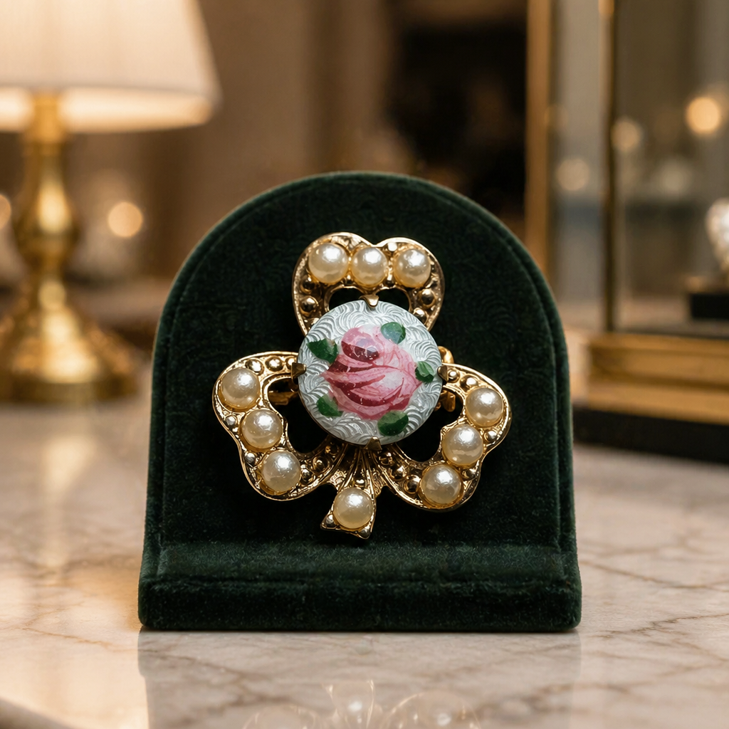 Vintage Art Deco Guilloche Rose motif