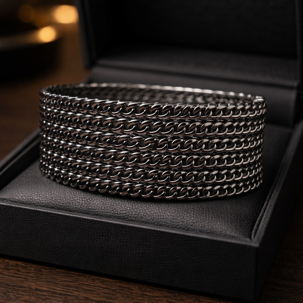 Cute gunmetal-gray cuff bracelet 