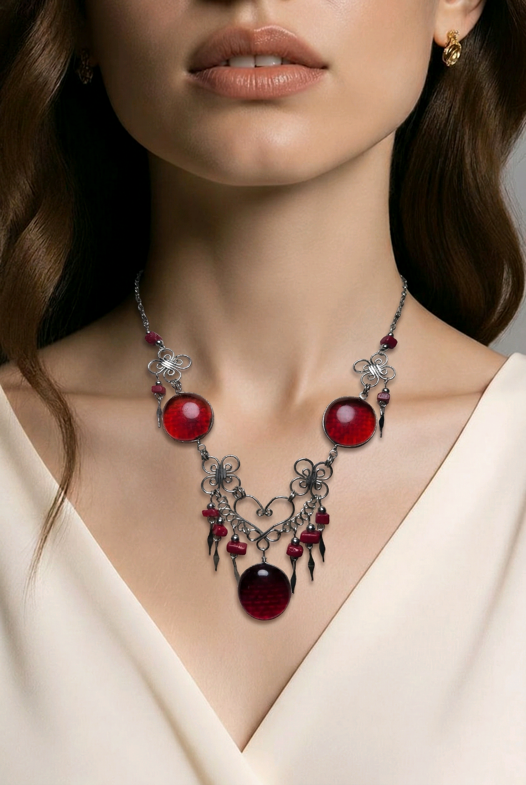 Victorian style Red necklace
