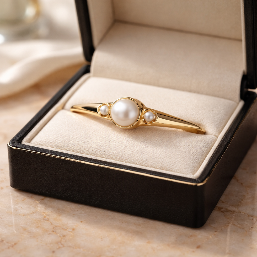 Thumbnail: Art Deco Vintage Gold Tone Brooch/Bar Pin Faux Pearl