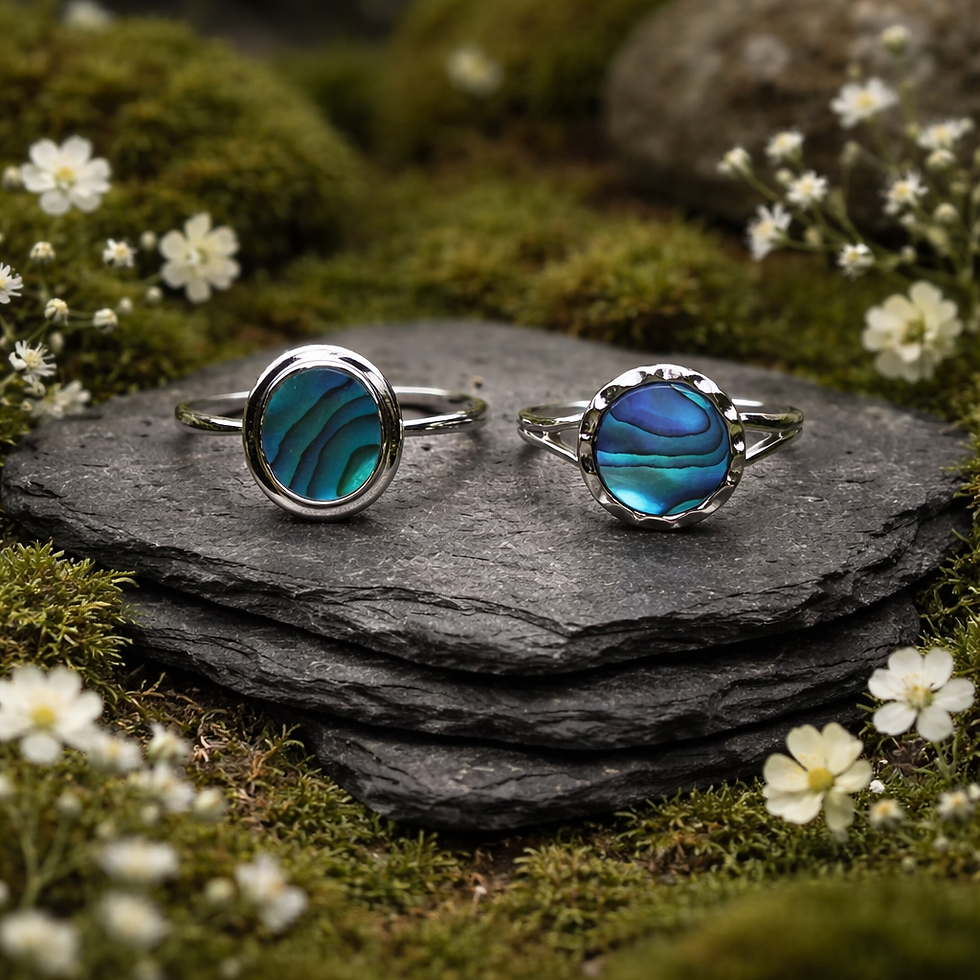 Thumbnail: Beautiful Abalone silver set of rings
