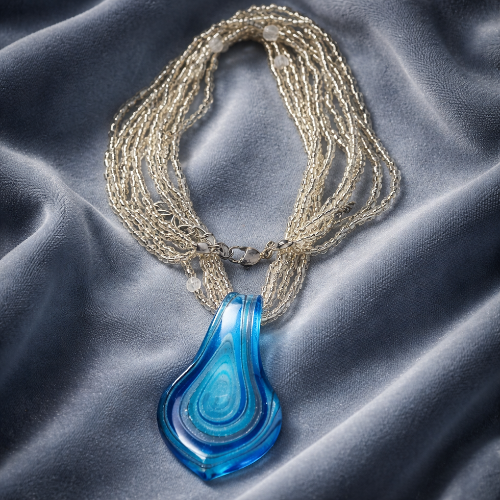 Thumbnail: Blue Artesian art glass Necklace