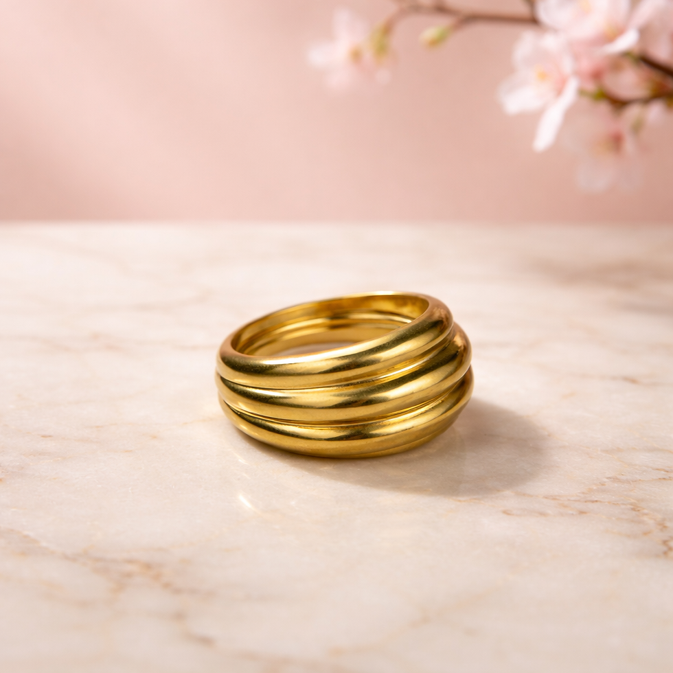 Thumbnail: Vjntage Avon gold ribbed size 6.5 ring