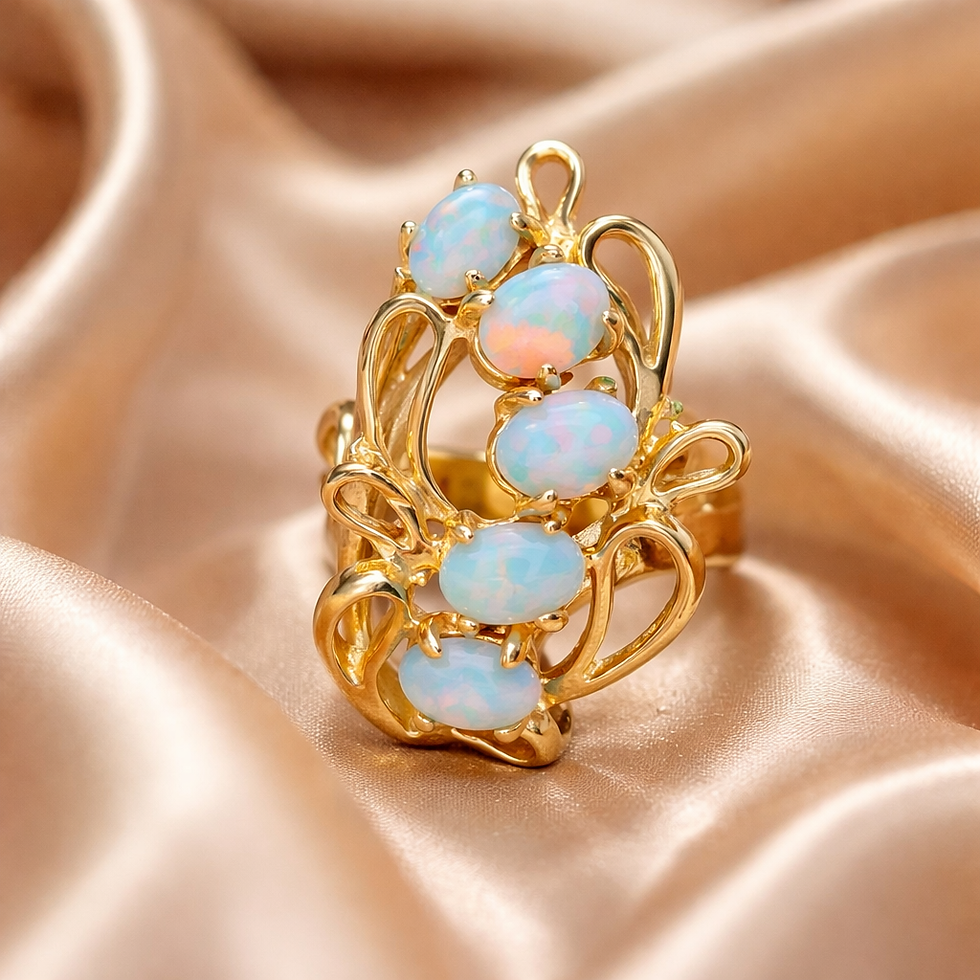 Thumbnail: Opal stone Gold tone ring Size 5