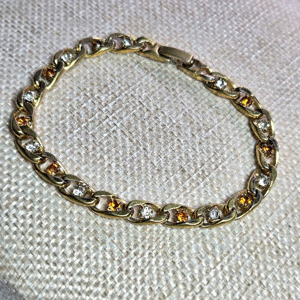 Amber and Clear Rhinestone vintage bracelet