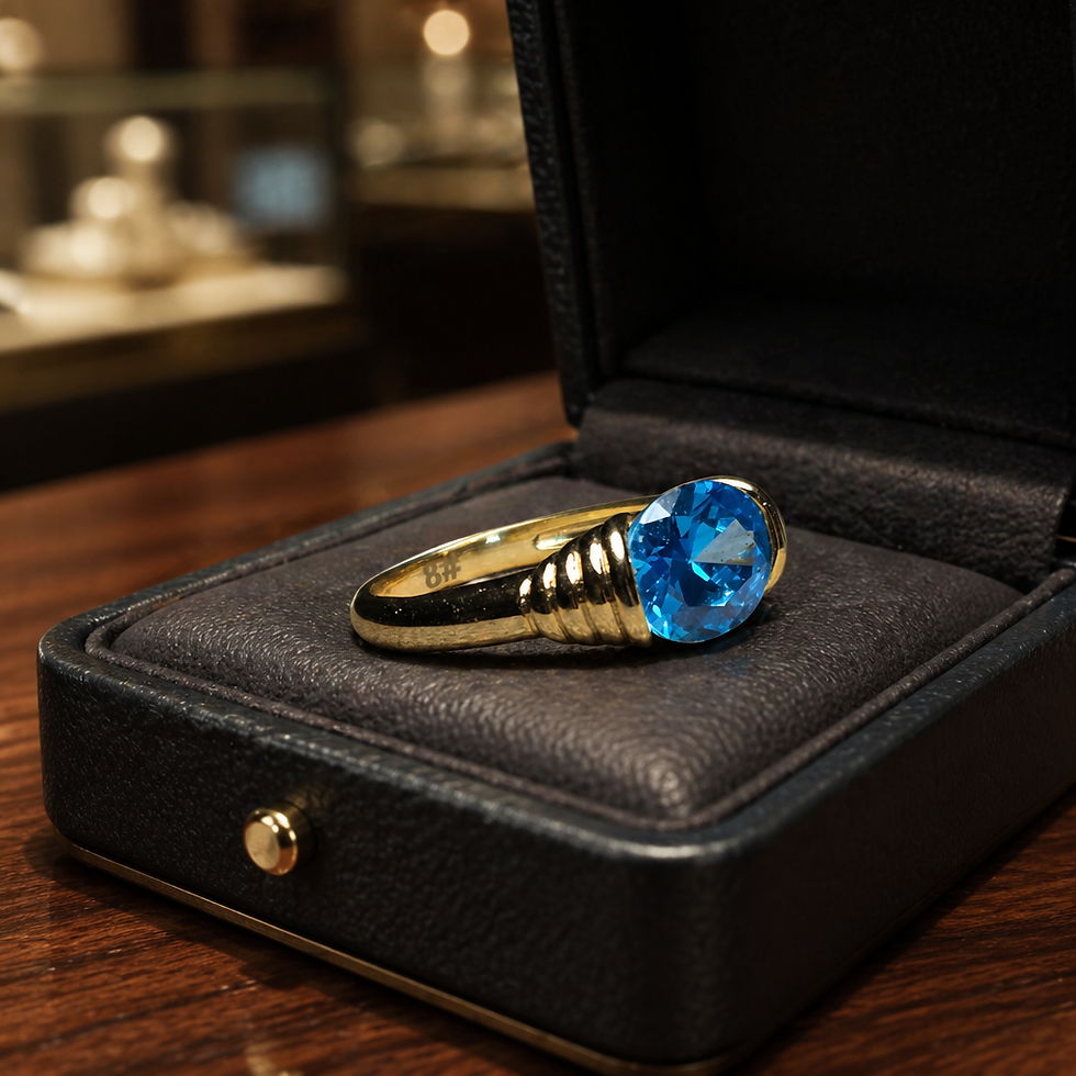 Thumbnail: Oval Solitaire Topaz Stone Ring Size 8 