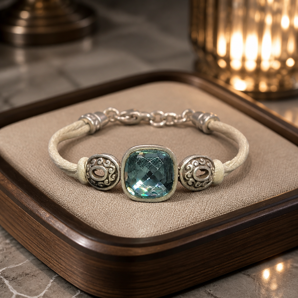 Thumbnail: Aqua Blue stone Brighton silver-plated bracelet 