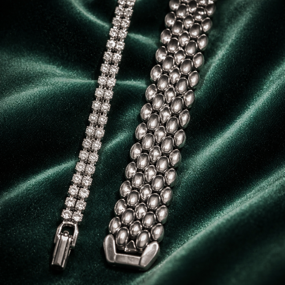Thumbnail: Set of silver toned bracelets