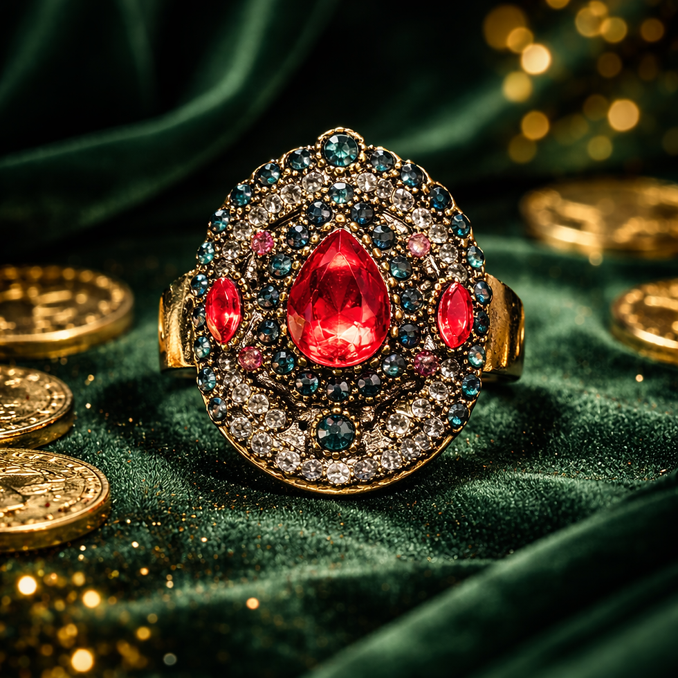 Thumbnail: Betsy Johnson Crystals ring, Size 10 unique design 
