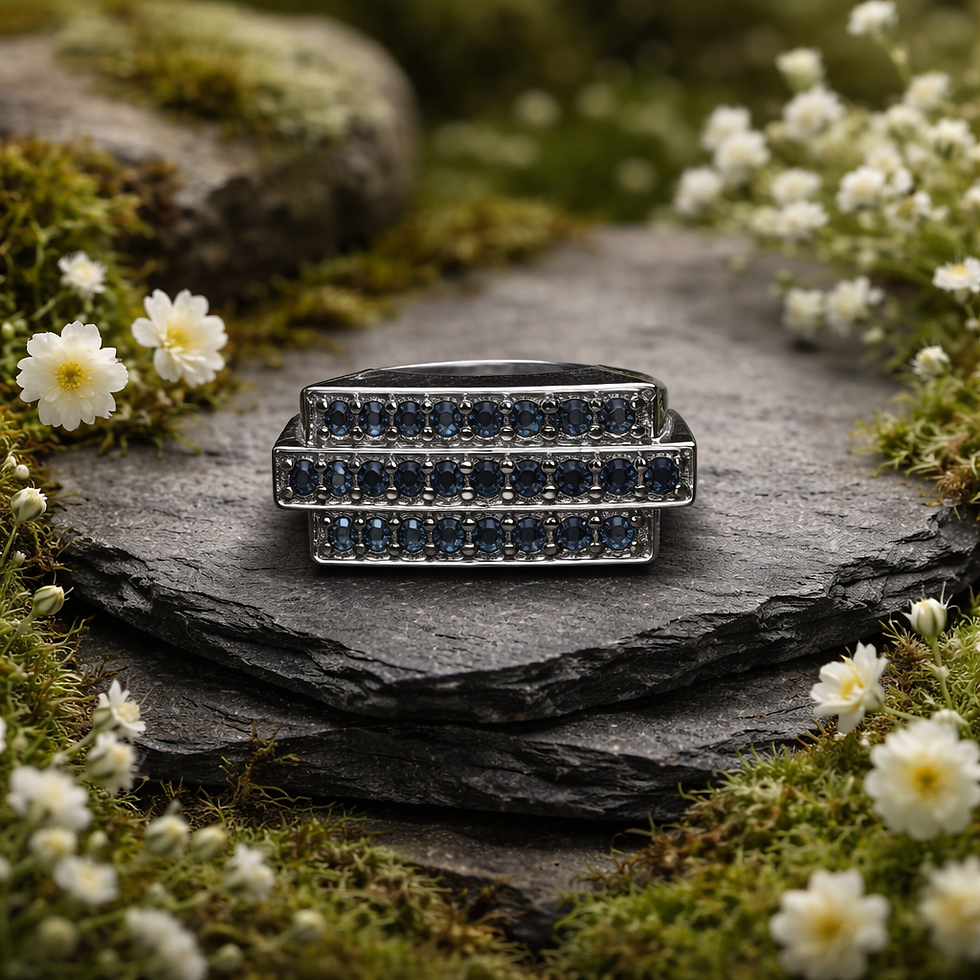 Thumbnail: Men Karis Blue Sapphire Ring in Platinum Bond