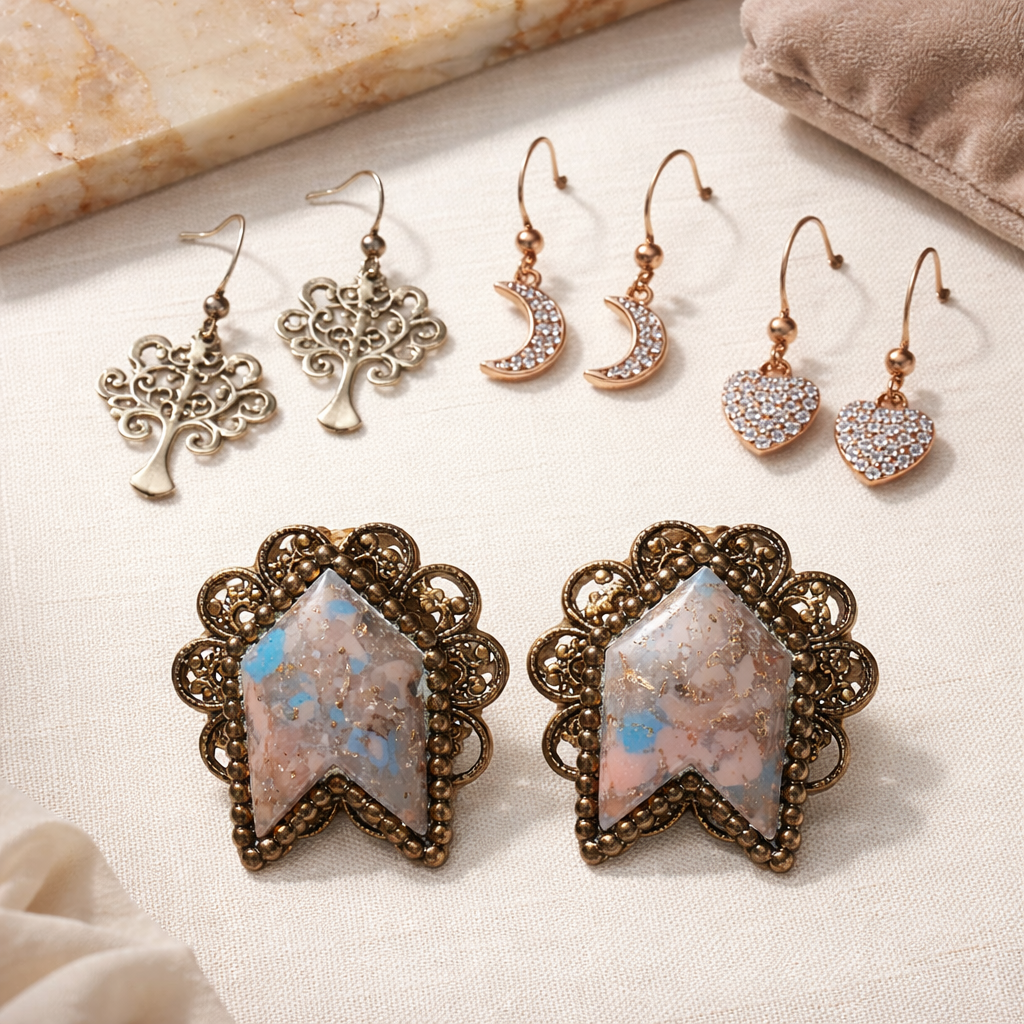 Set of Four pairs Vintage to Modern earrings
