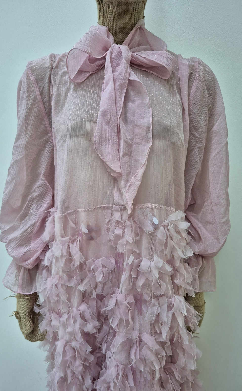 Thumbnail: Stunning Georgette Dress with Pussy Bow & Sequined Trim