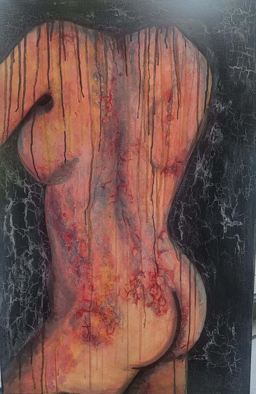 Thumbnail: Arcylic on large canvas, "Lilies"