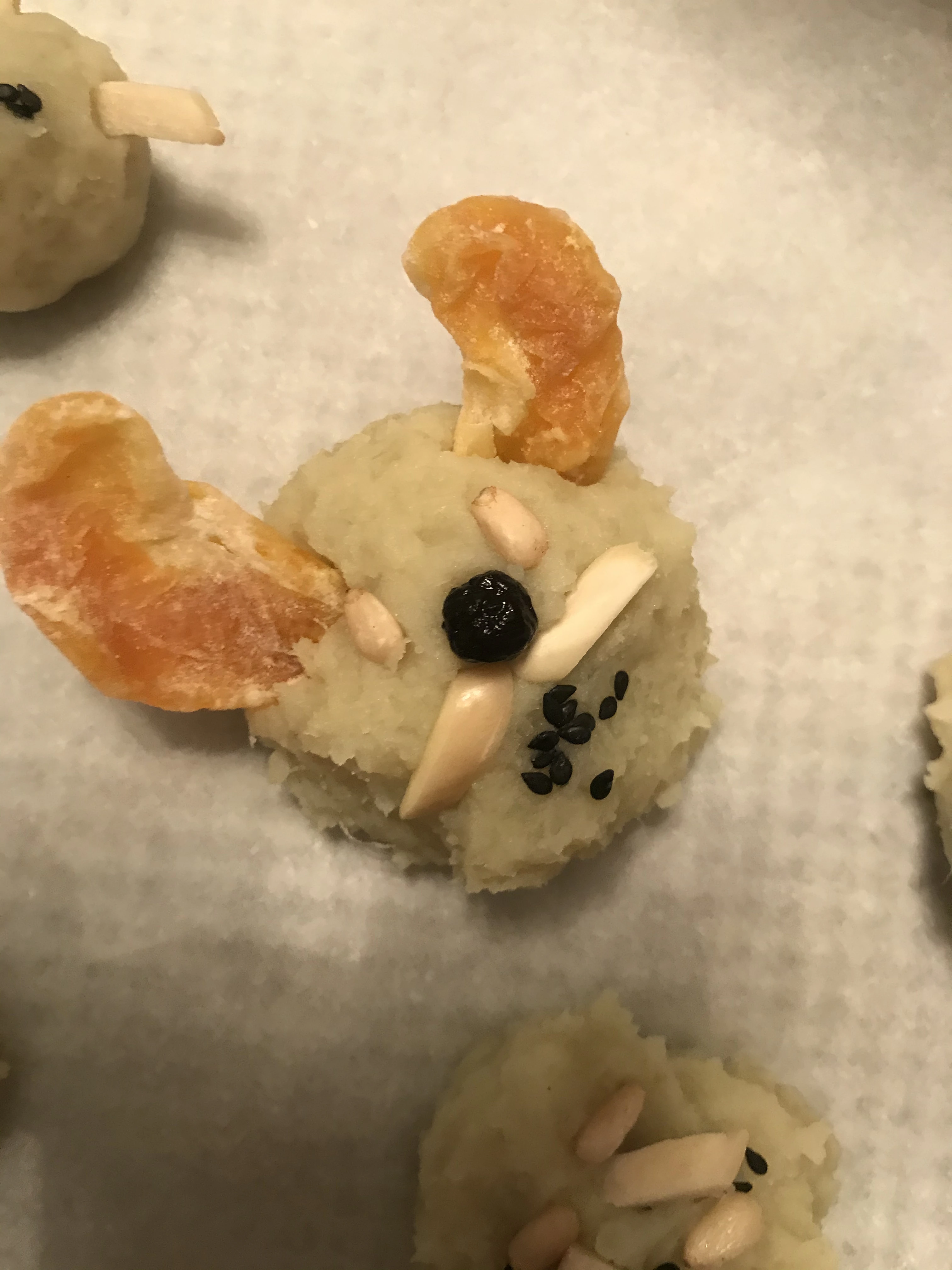 Dried orange ears for this Stitch character.