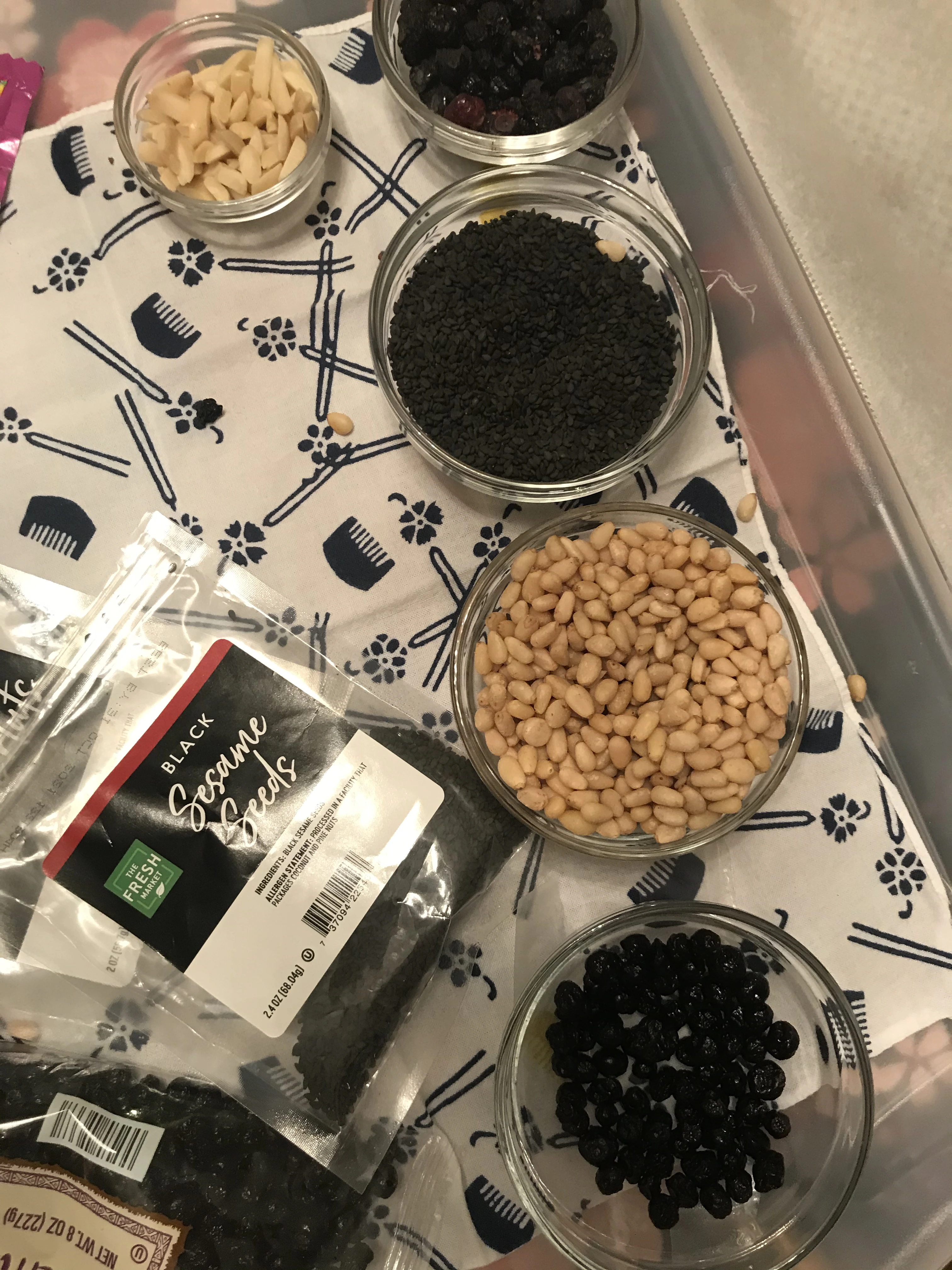 Toppings for sweet potato cakes.