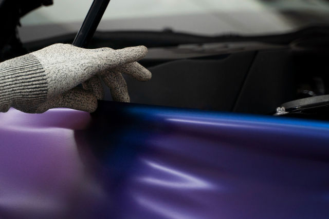 Satin colour wrap finish on a customer car