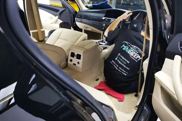 Restored car interior after comprehensive detailing