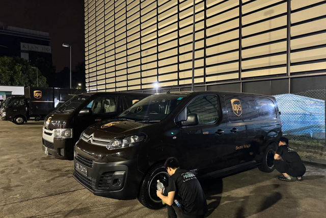 UPS Singapore vehicles cleaned by MintGroom using waterless solutions