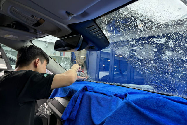Finished solar film installation on a customer car