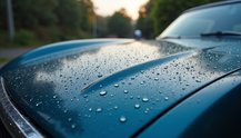 Water beads on a newly ceramic coated classic car