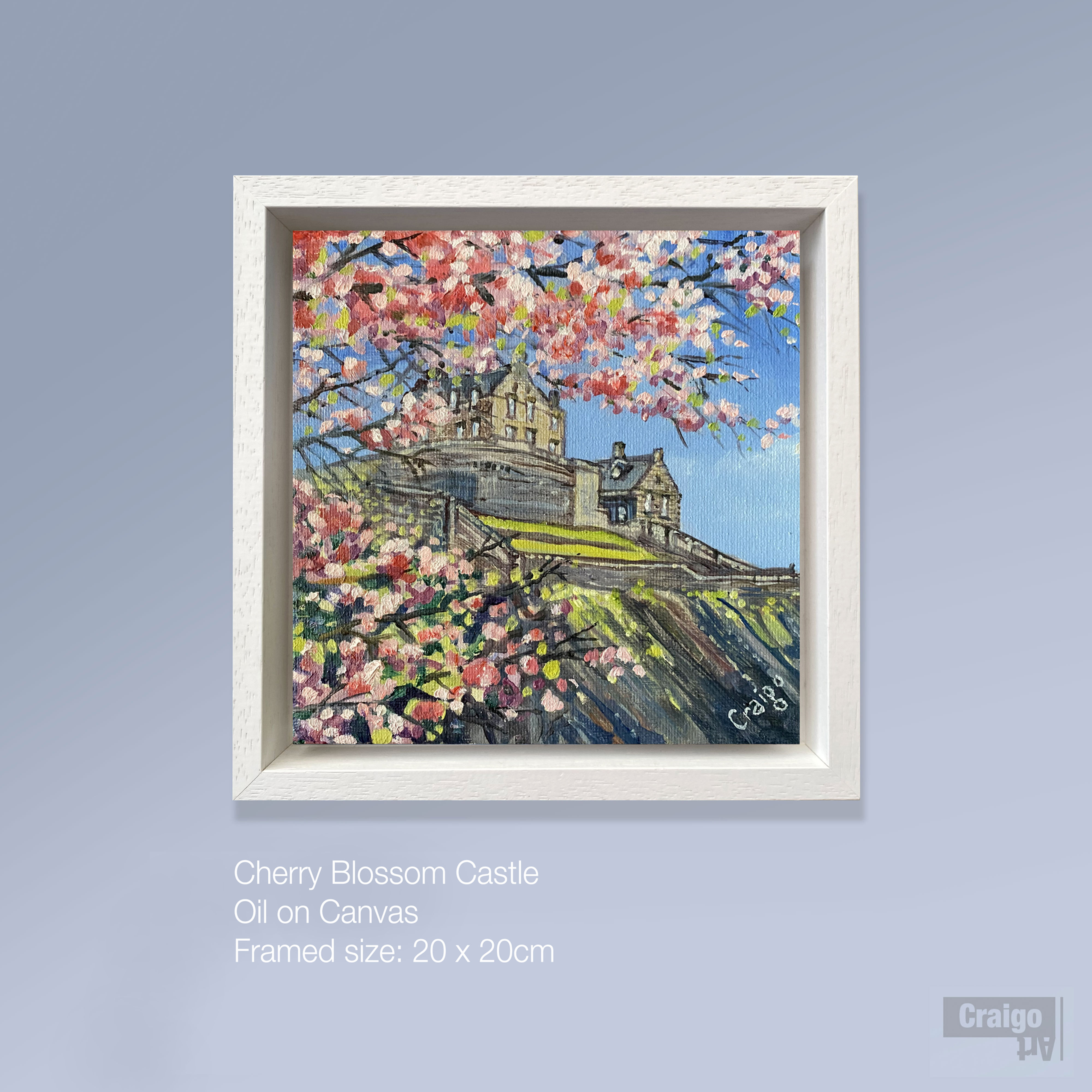 'Cherry Blossom Castle' Oil Painting - framed SOLD