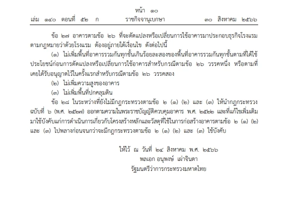 กฎกระทรวงควบคุมความปลอดภัยอาคารโรงแรม หมวด 2