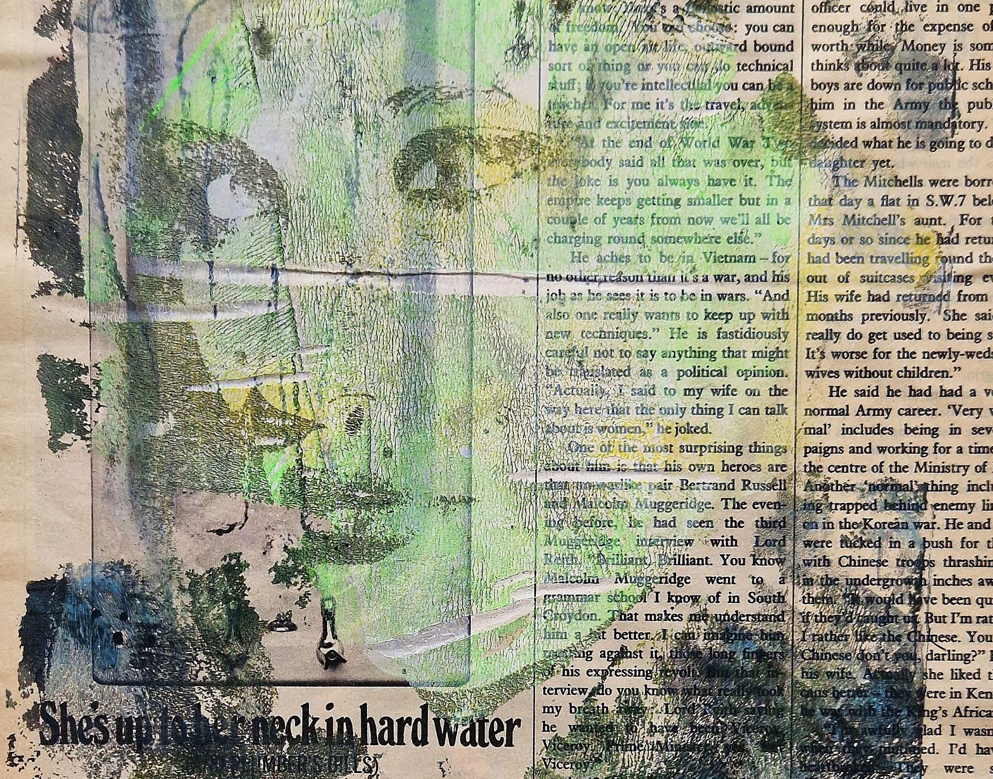 "Up to Her Neck" 40 x 29cm mixed-media