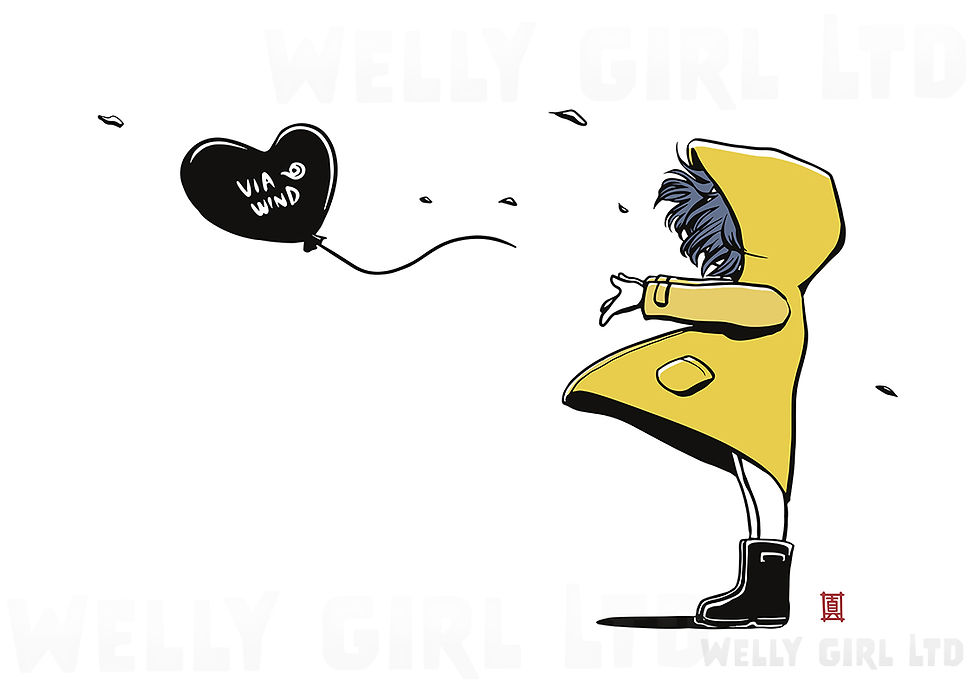 Windy Welly Girl - Balloon (Black)