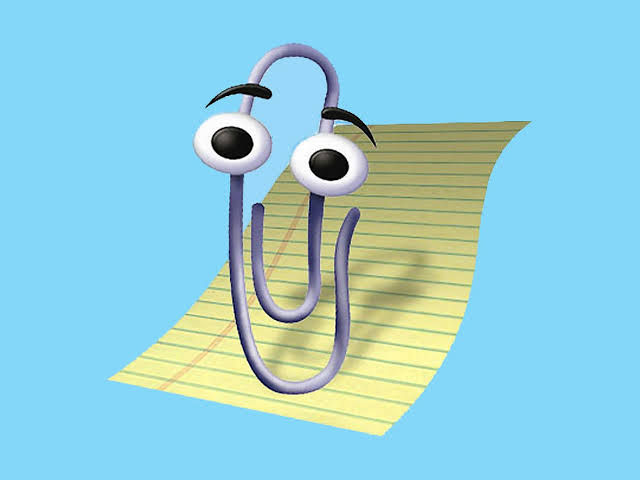 A picture of Clippy, Microsoft's early help search assistants.