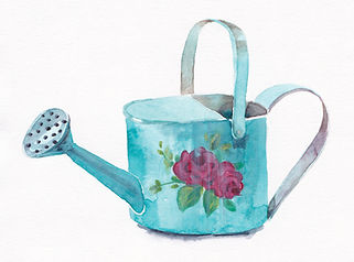 Turquoise watering-can with roses, watercolor, Shabby chic.jpg