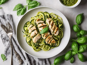RECIPE: Zucchini Noodles with Pesto Chicken