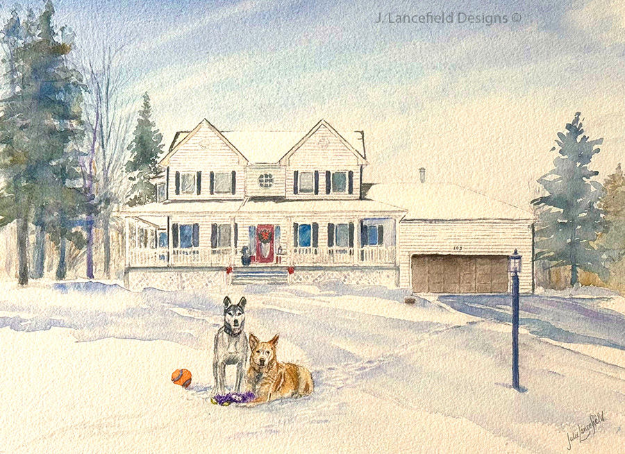 House portrait with pets