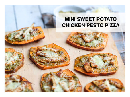 Mini Sweet Potato Chicken Pesto Pizza