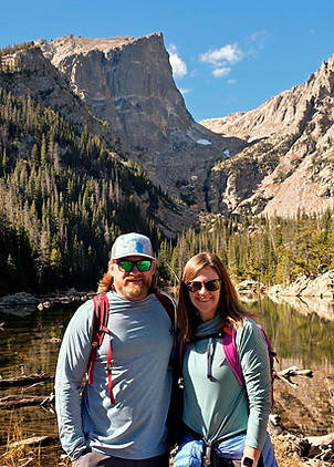 David and Emma on a hike in Rocky Mountain National Park, Colorado