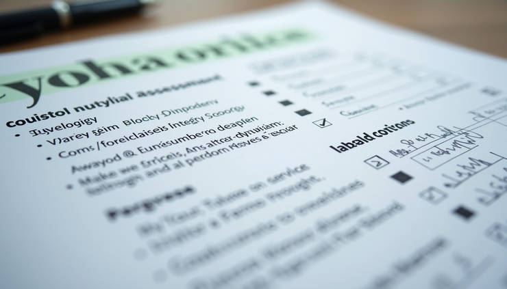 Close-up view of a printed personality assessment report with highlighted sections and notes