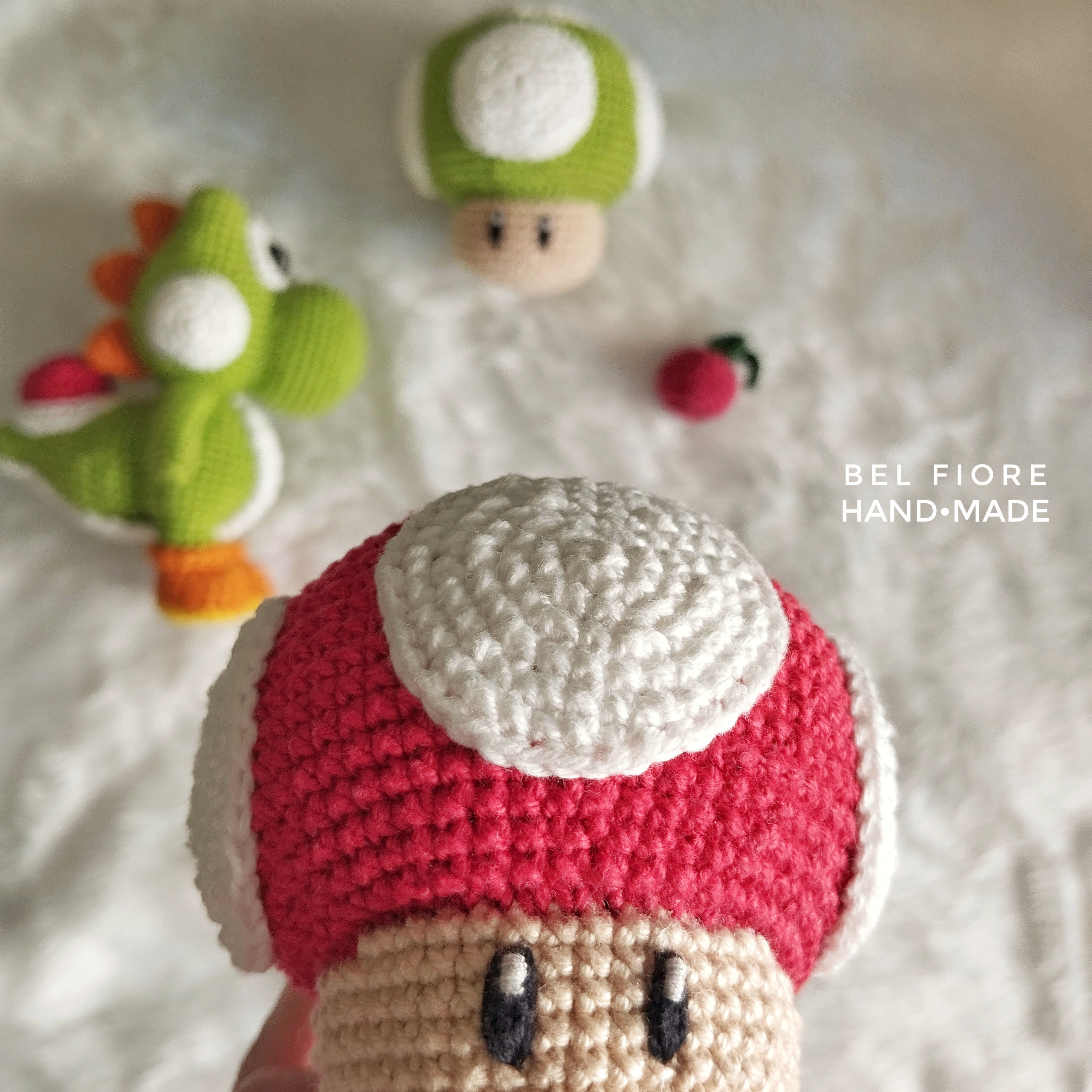 Cogumelo powerup amigurumi