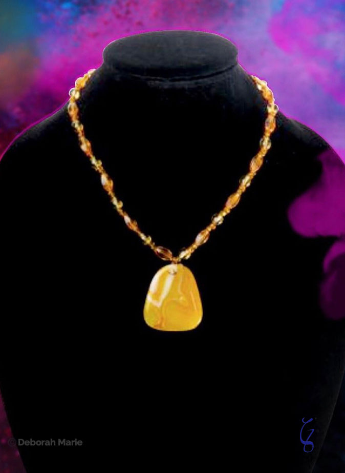 Yellow Beaded Wire Necklace