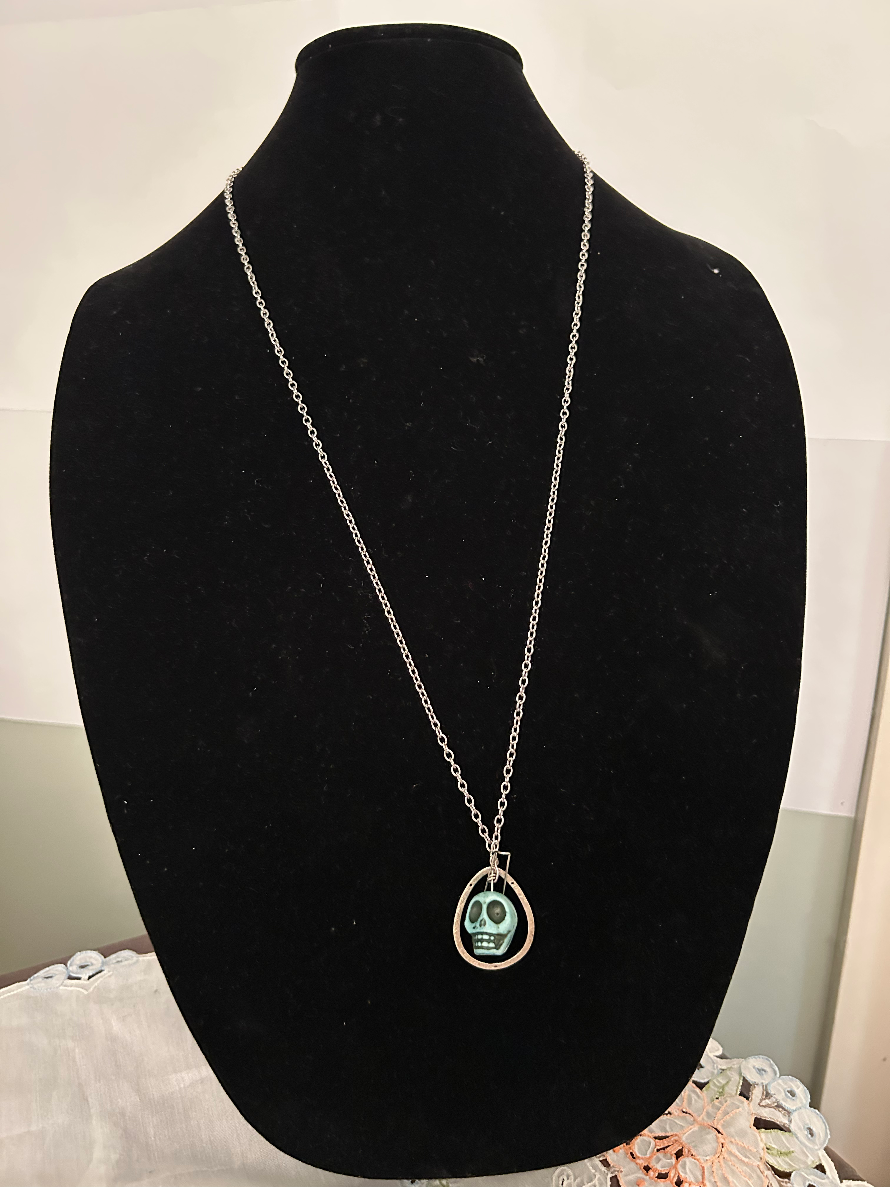 Sterling Silver Blue Skull