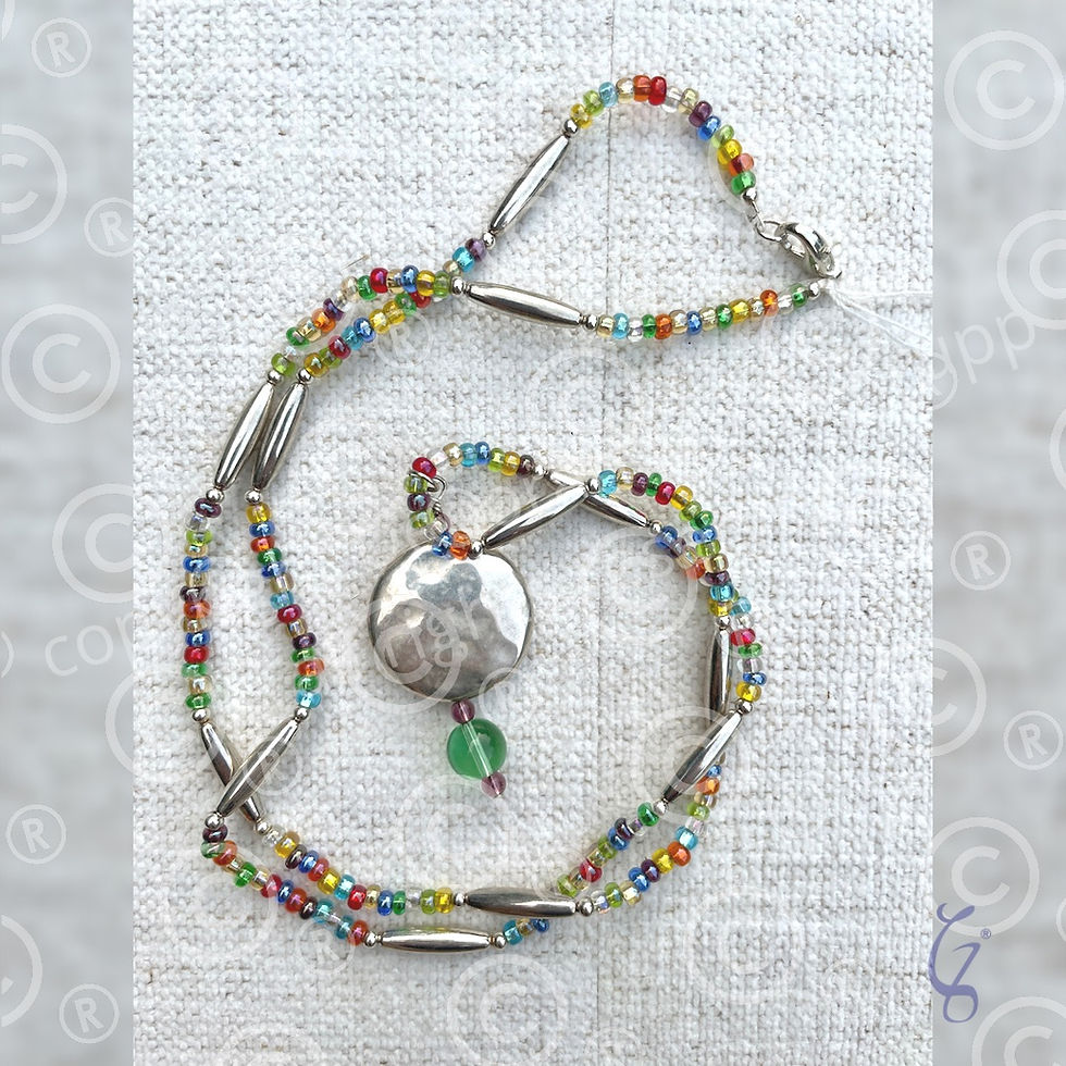 Red Yellow Green Silver Necklace
