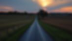 Country road with a field on each side and sunset .jpg