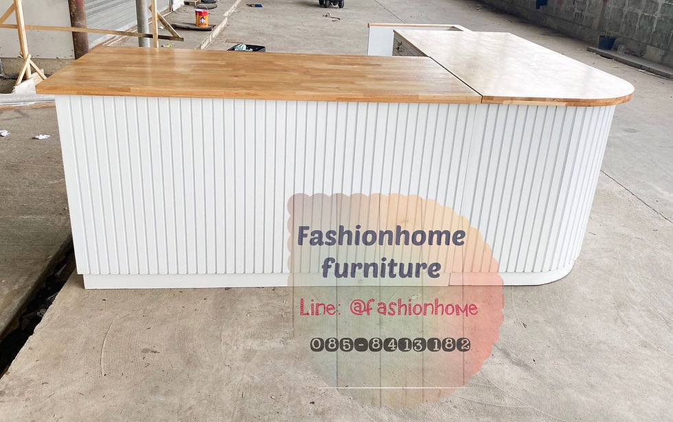 ภาพขนาดย่อ: เคาน์เตอร์มินิมอล  เคาน์เตอร์กาแฟ ไม้ระแนงเซาะร่อง ทอปไม้ยาพาราสีธรรมชาติ